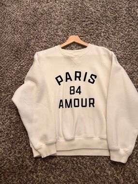H&M Cream 'PARIS 84 AMOUR' Crewneck Sweater